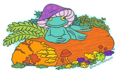 Froggy fall - Mushroom frog sticker design